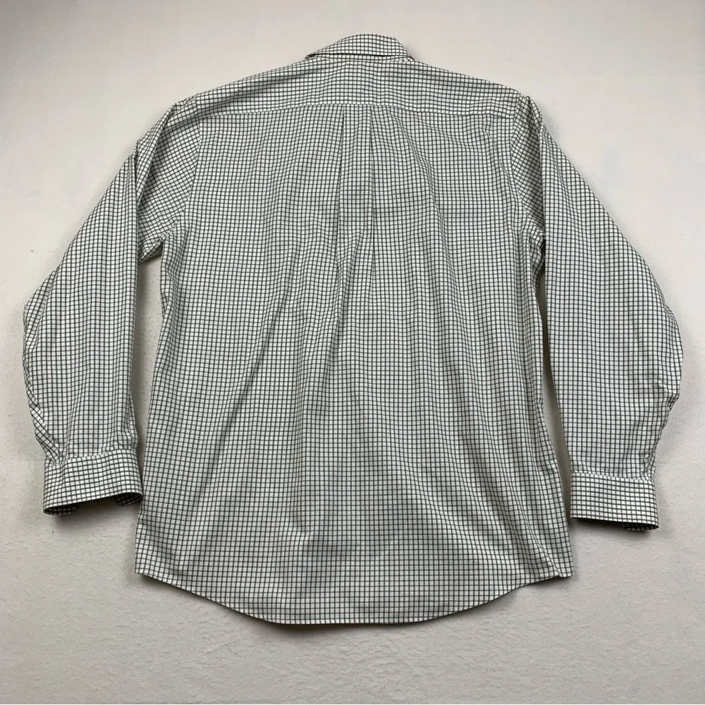 LL Bean Shirt Men's Medium Green Brown Check‎ Plaid Button Down Outdoor Office